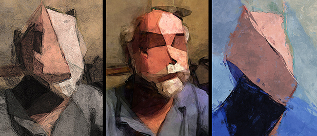 Steve DiPaola Self Portrait Triptych